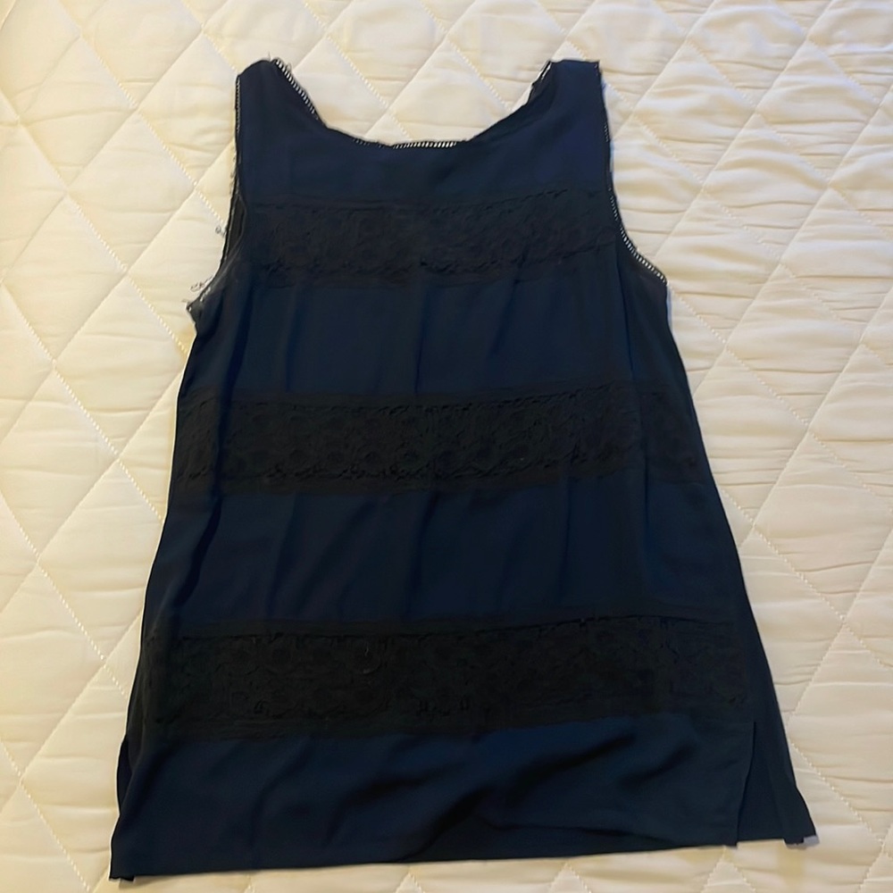 Loft Dress Tank, Navy with Black embroidery detailing, Women’s XS